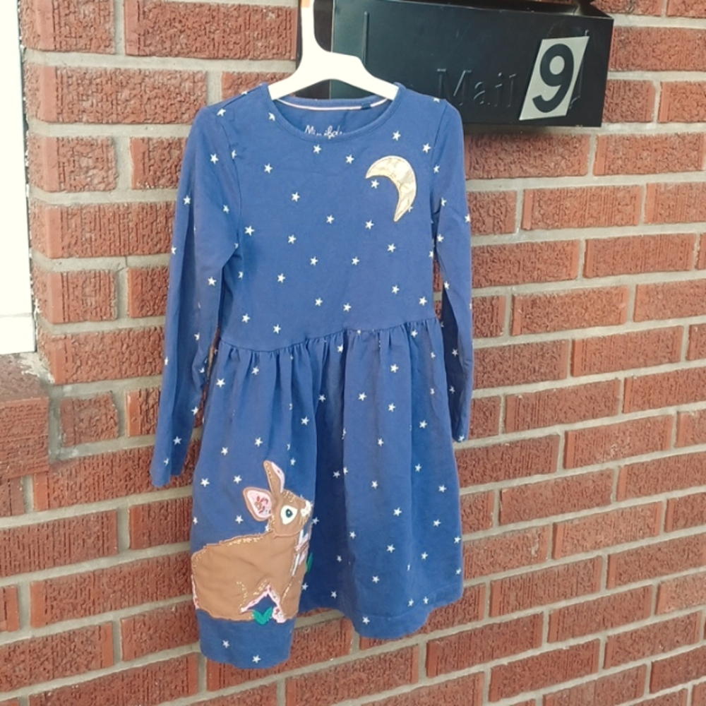 Mini biden 100% cotton star appliqué dress
